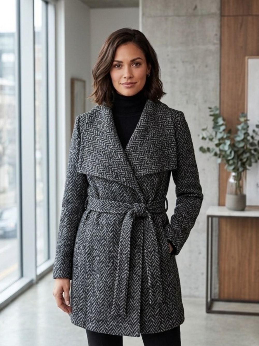 Banana Republic Women’s Black Heather Belted Wrap Blazer Size 10 NWOT